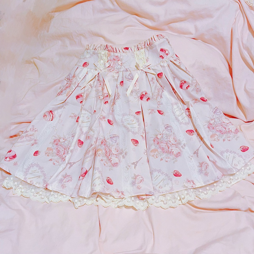 LIZ LISA Strawberry Tea Party Pink Lace Skirt Harajuku Kawaii Ryosan J-Fashion